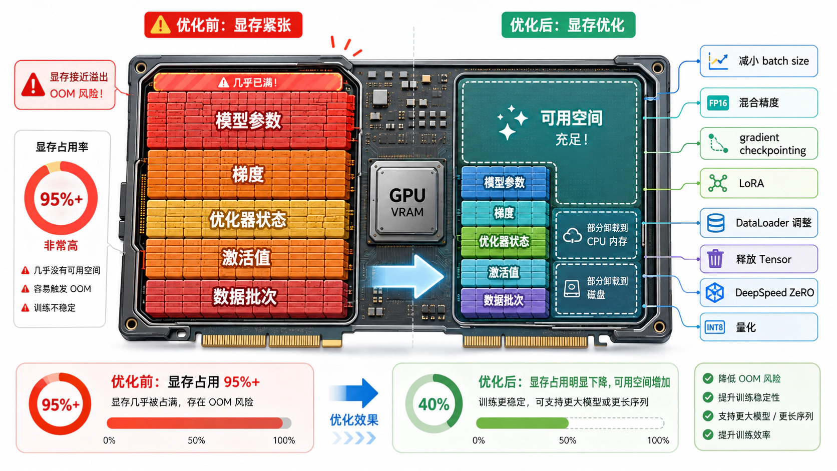 影响 GPU 显存占用的主要因素和优化方向